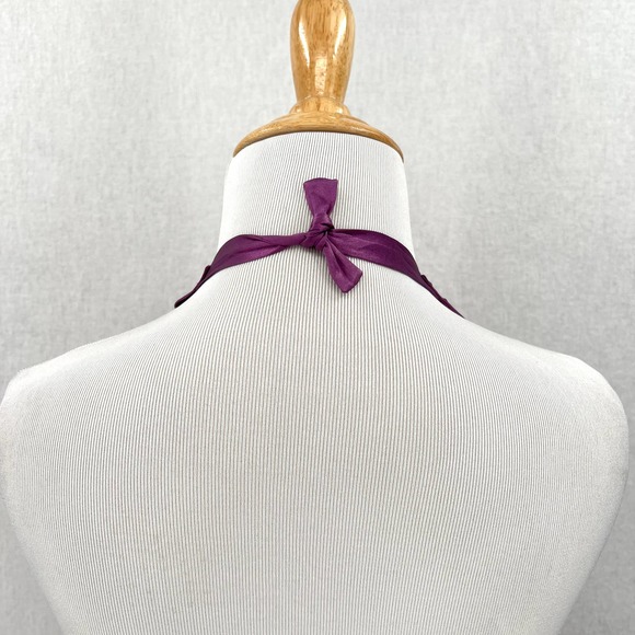 FLEUR DU MAL Dress Womens Small Purple Silk Halter Maxi High Slit Surplice - Picture 7 of 16